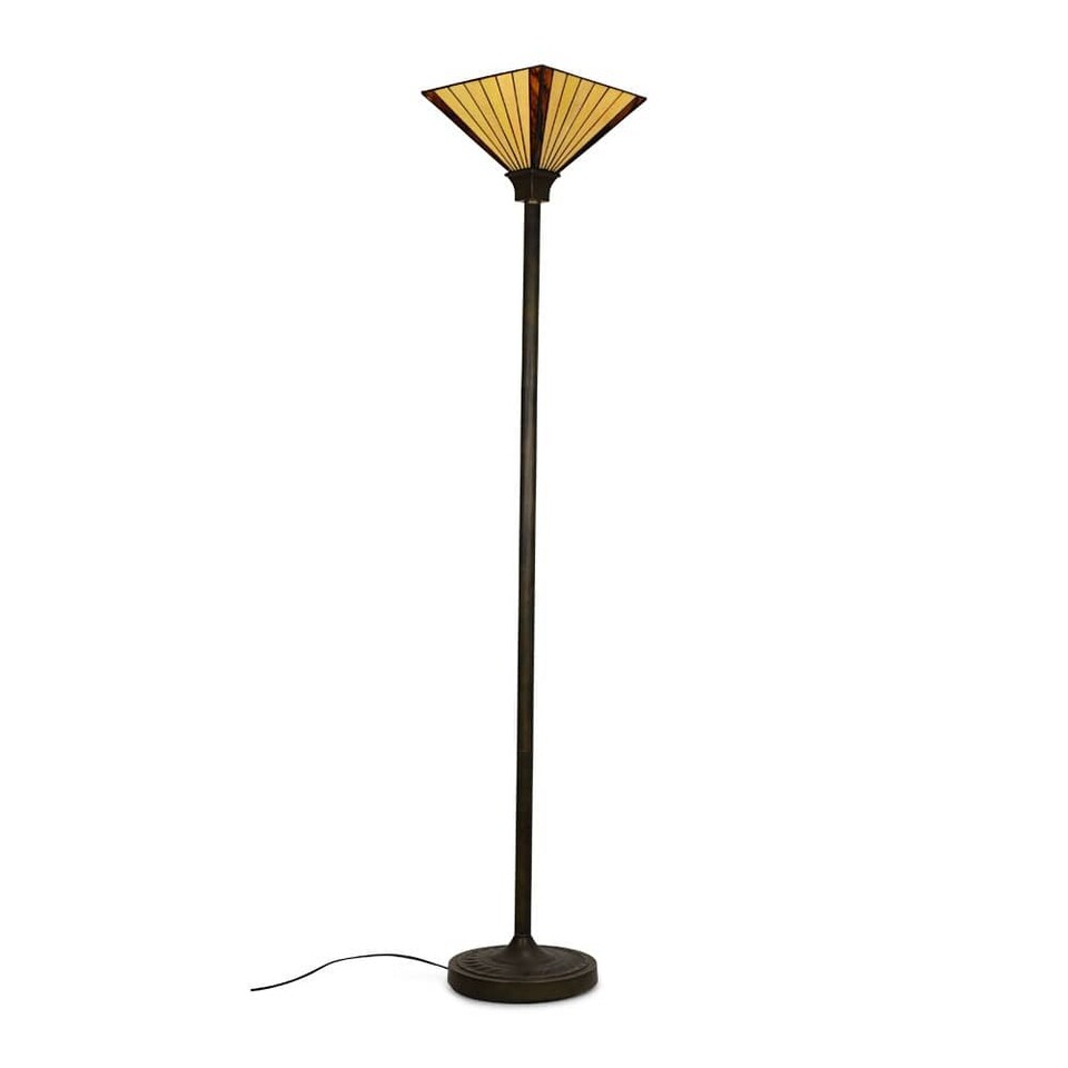 image 1 of ValueLights Tiffany Gold Floor Lamp Yellow Uplighter Lamp Shade | Gold