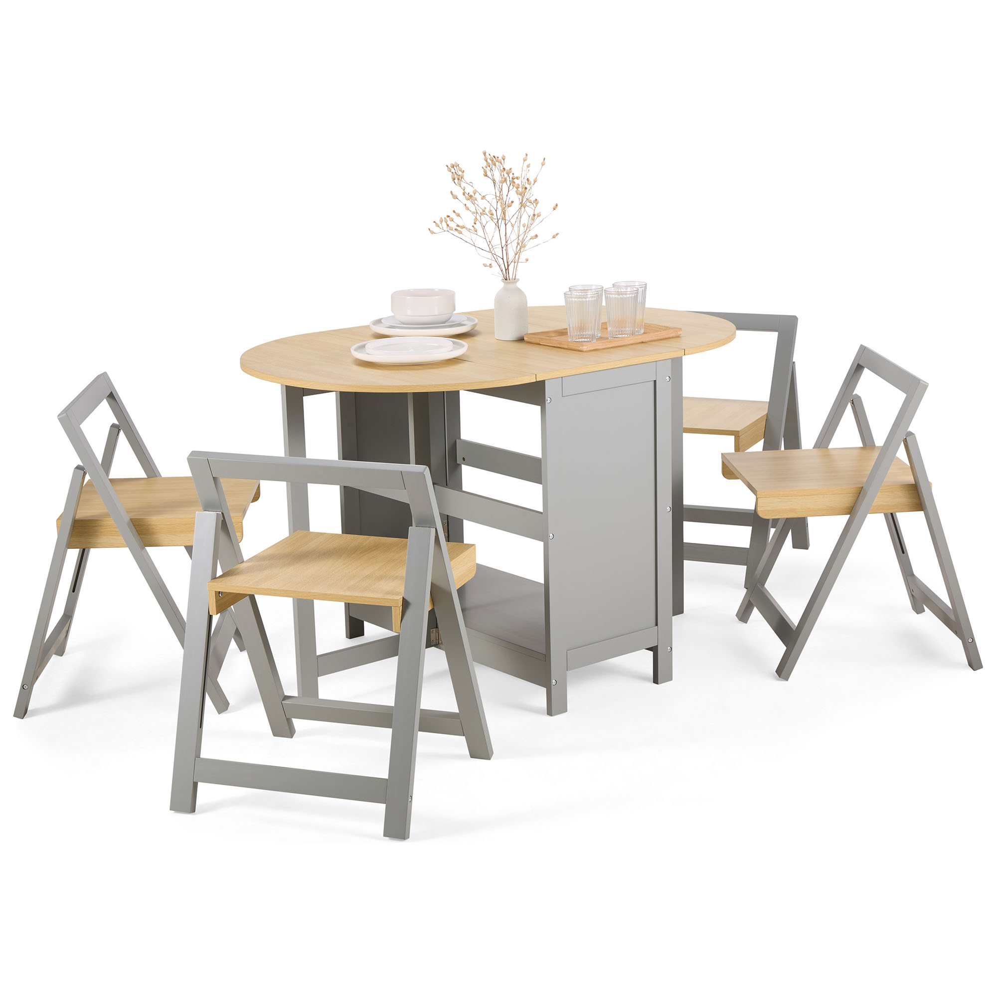 VonHaus Firbeck Foldable Table and Chairs Set 4 for Dining Room