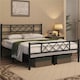 image 1 of Yaheetech 5ft King Slatted Bed Base with Headboard Black
