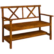 Outsunny 2-Seater Garden Bench Wooden Outdoor Bench Carbonized
