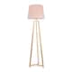 image 4 of ValueLights Lottie Natural Wood Tripod Floor Lamp with Pink Fabric Tapered Shade and LED Bulb
