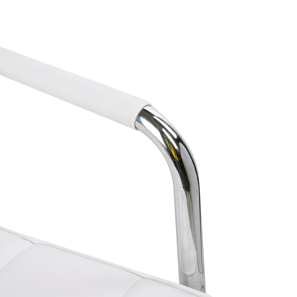 image 1 of Vinsetto Makeup Vanity Chair, PU Leather Mid Back Office Chair with Adjustable Height, Armrest and Rolling Wheels, White