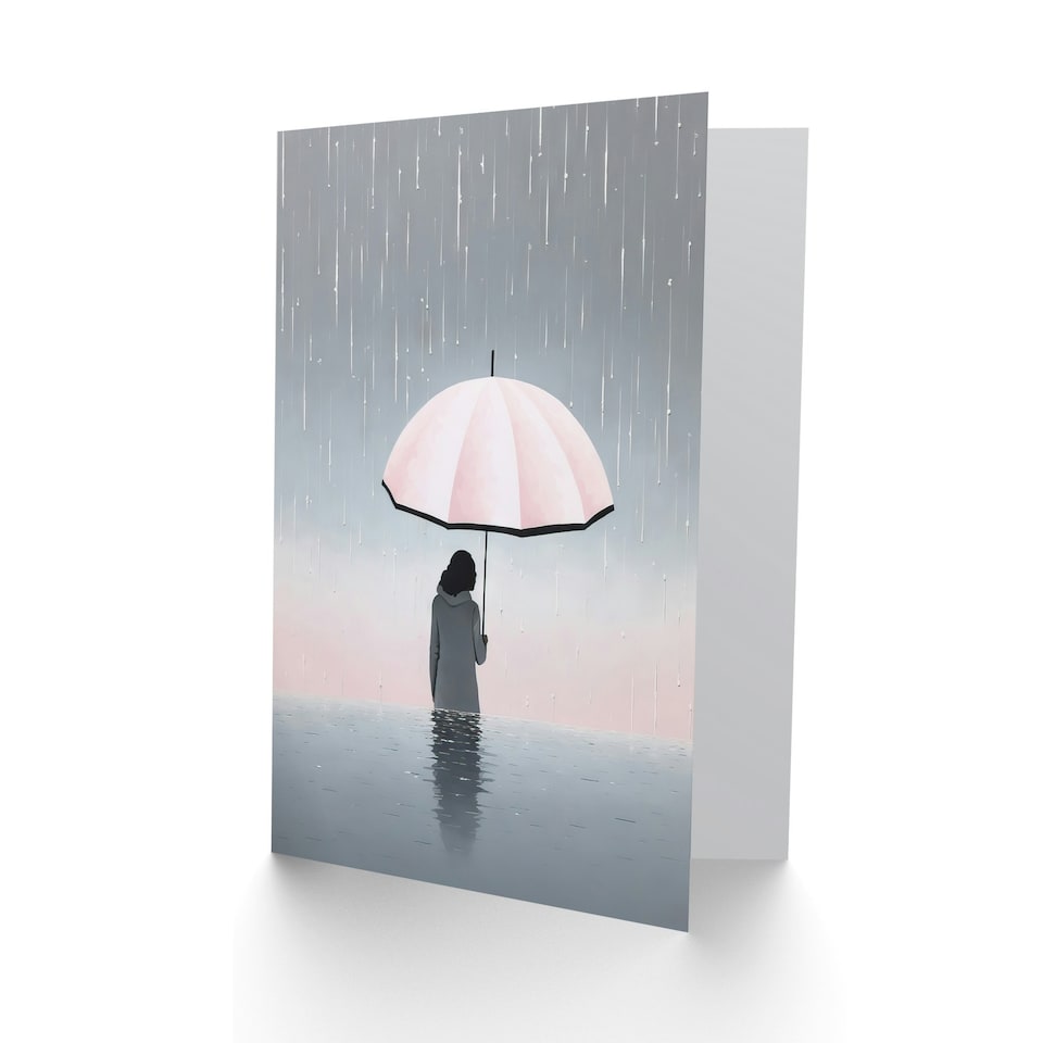 image 1 of Outlook Rain Minimalist Soft Pastel Umbrella Sympathy Card