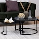 image 3 of Spiro Round/Oval Coffee Table Set with Black Marble/Smoked Melamine Glass Top