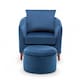 image 3 of Velvet Blue Angela Accent Tub Chair with Ottoman
