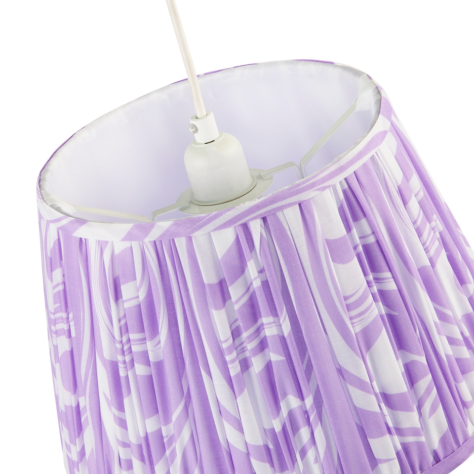 image 1 of Modern Lilac Pleated Cotton Fabric Lamp Shade with Wavy Lines Design
