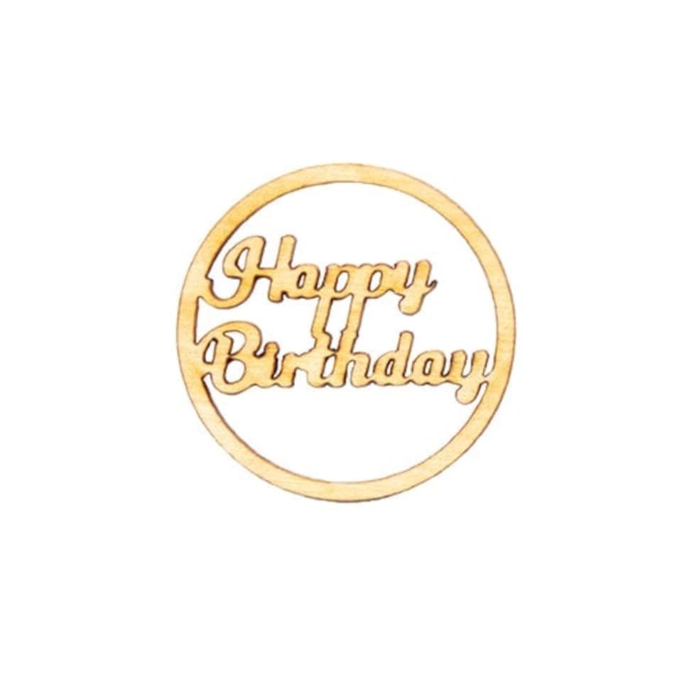 image 1 of Wooden Happy Birthday Table Confetti 5cm - Pack of 6