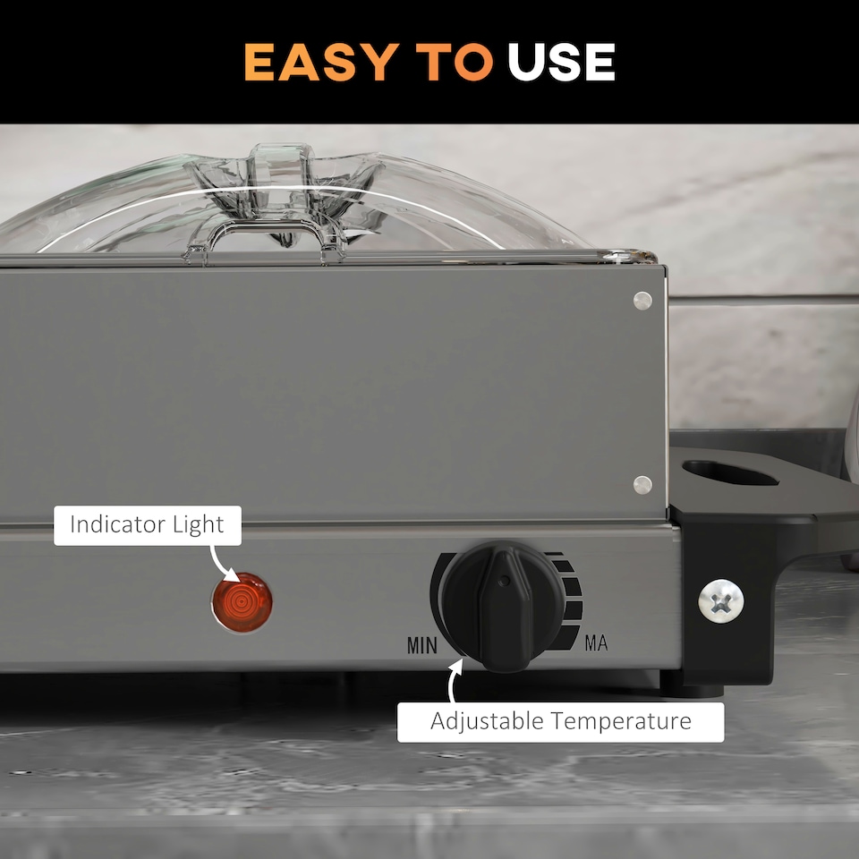 image 1 of HOMCOM 4 Tray Electric Food Warmer Buffet Server with Warming Plate, Cool Touch Handles, Adjustable Temperature, 300W, 2 x 2.4L and 2 x 1L Pans