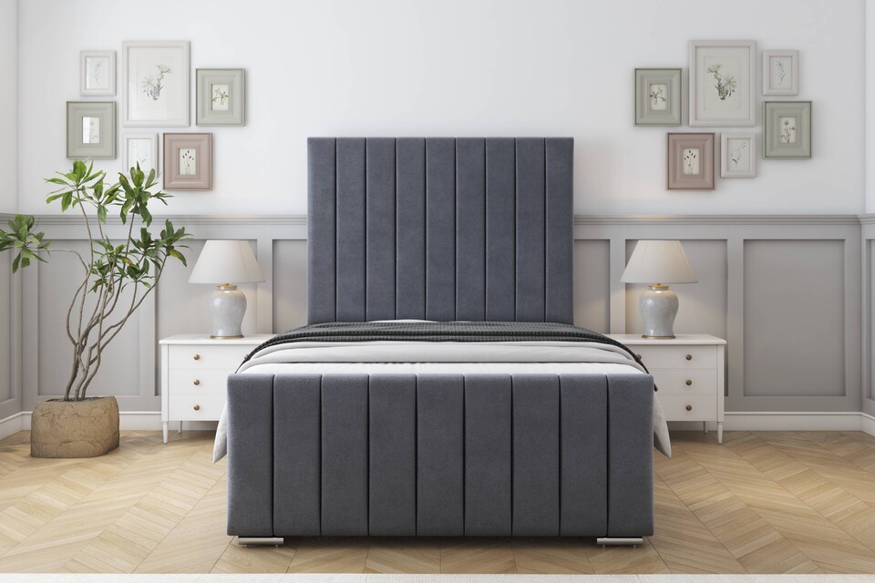 image 1 of Sloomy California Steel Plush Bed Frame With 50" Upholstered Headboard 3' Single