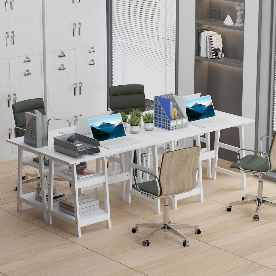 image 1 of HOMCOM Computer Writing Desk with Shelf PC Workstation for Home Office
