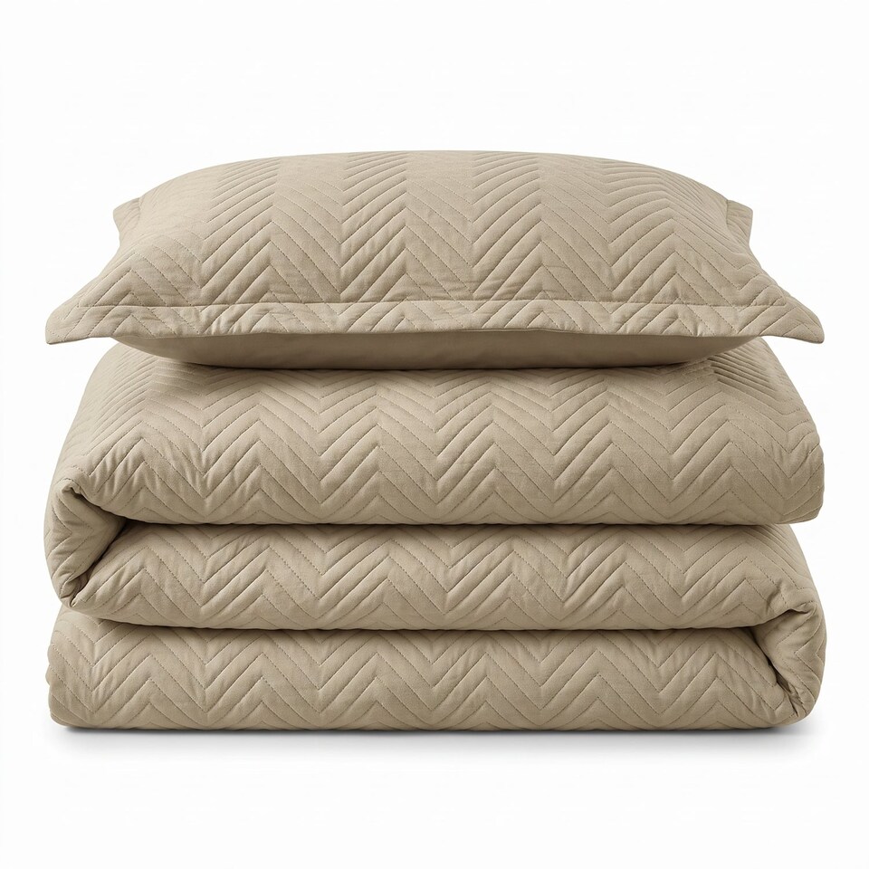 image 1 of Home Republic Hudson Semi Printed Quilted Duvet Cover and Pillowcase Set