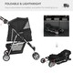 image 2 of PawHut Pet Stroller Pushchair Carrier for Cat Puppy with 3 Wheels Black