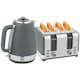 image 1 of HOMCOM 1.7L 3000W Quick Boil Kettle and 4 Slice Toaster Set Crumb Tray Grey
