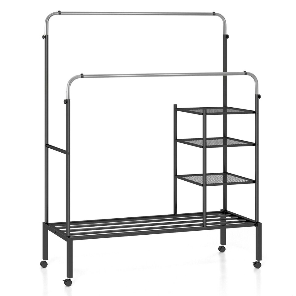 image 1 of CISTWAY Clothes Drying Rack Double Rods Garment Rack Siliver