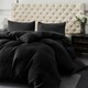image 3 of Ezysleep Winter Soft Teddy Fleece Fabric Duvet Set Warm And Cosy Bedding | Black | Black