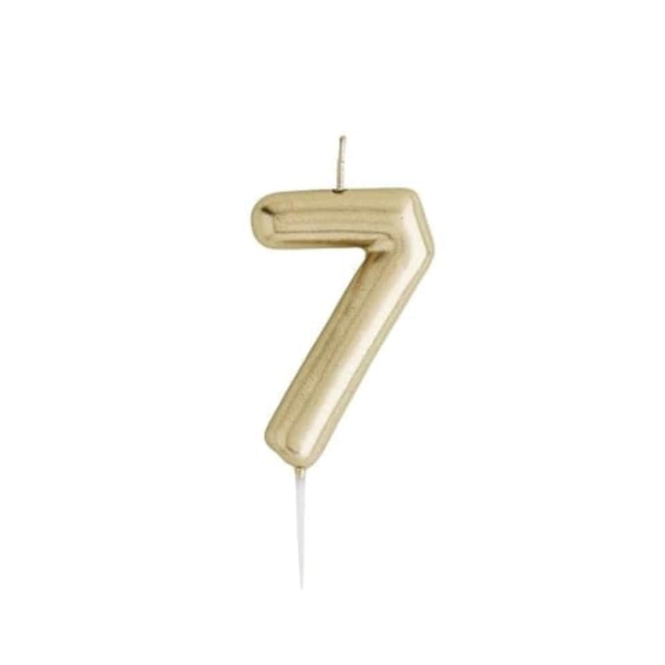 Metallic Gold Number 7 Shaped Candle