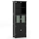 image 1 of COSTWAY Bathroom Storage Cabinet 2 Doors Display Organizer Black Black