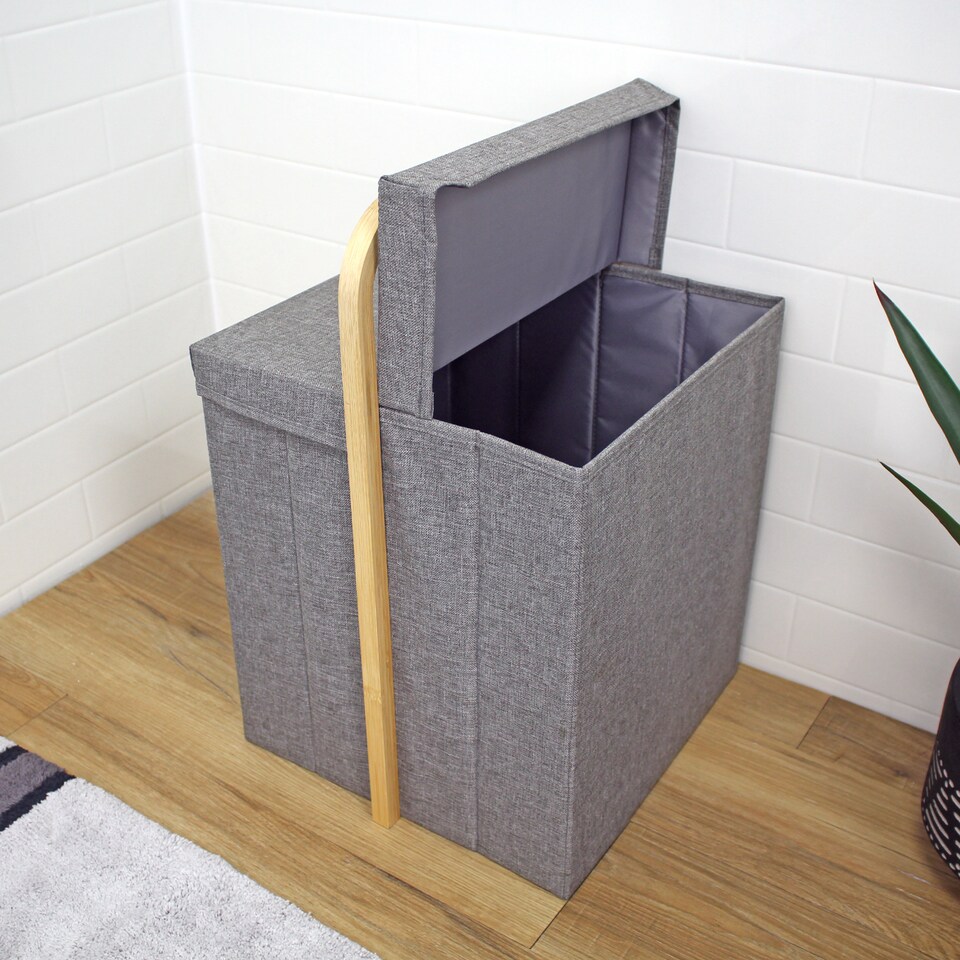 image 1 of Showerdrape Cotswold Grey Single Laundry Hamper with Lid 500 x 360mm | Grey | 1
