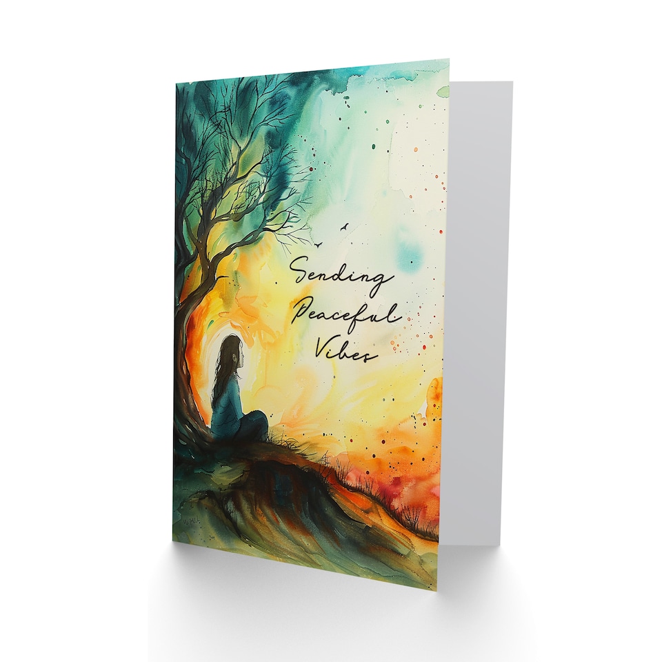 image 1 of Sending Peaceful Vibes Mindfulness Under Tree Get Well Card