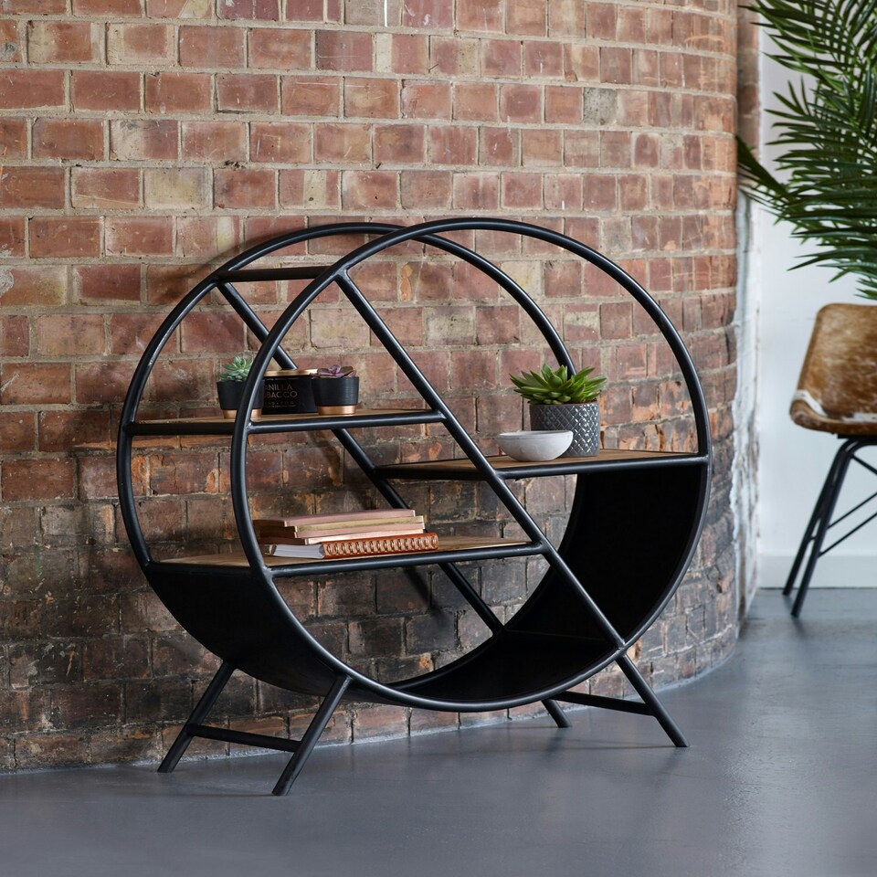 image 1 of Metro Industrial Round Open Bookcase Brown