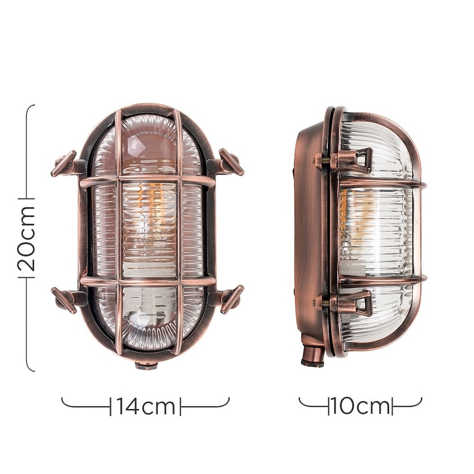 image 1 of ValueLights Bow Nautical Copper Bulkhead Light & Bulb | Copper