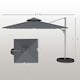 image 5 of Outsunny Garden Cantilever Parasol, Patio Umbrella w/ Solar LED Lights, Grey Grey | Grey