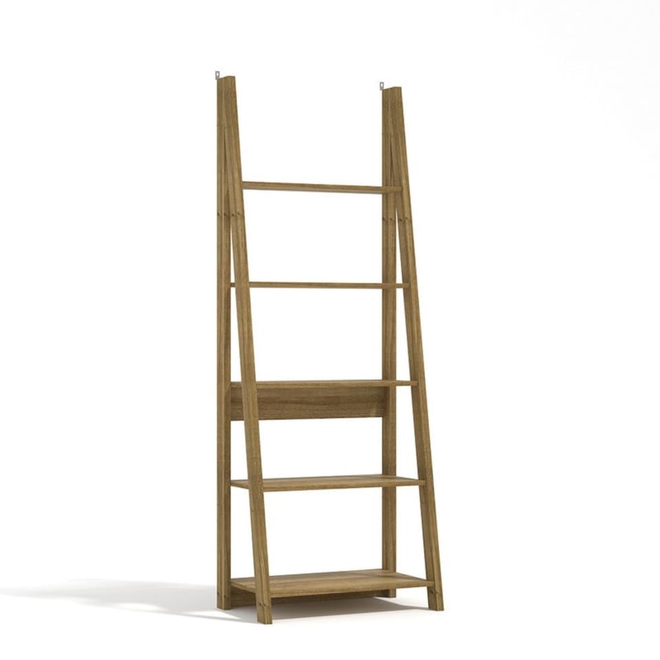 image 1 of Tiva Ladder Bookcase - MDF - L38.6 x W64 x H175.4 cm - Oak Brown
