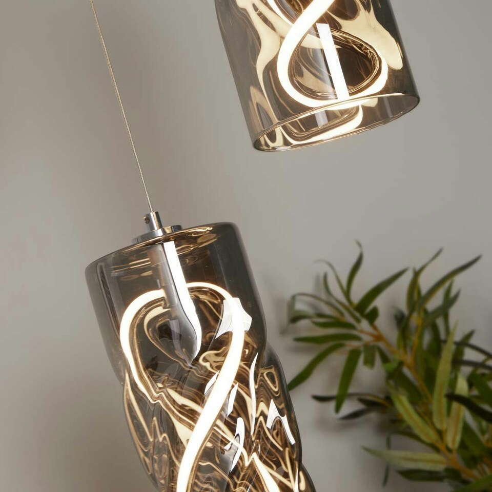image 1 of Demeter 3 Light Smoked Glass LED Cluster Ceiling Pendant