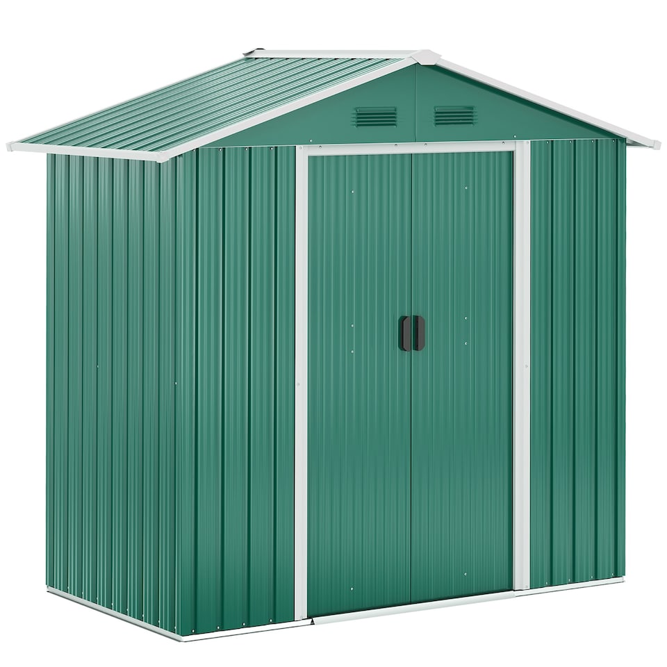 image 1 of Outsunny 6.5x3.5ft Metal Garden Shed for Garden and Outdoor Storage, Green