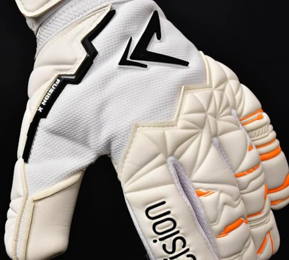 image 1 of Precision Training Fusion X Pro Negative Contact Duo Grip Professional Football Junior Goalkeeper Gloves, White, 7