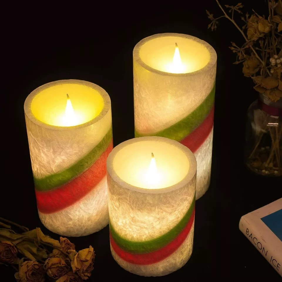 image 1 of 3-Pcs LED Flameless Battery Candles - Colorful Christmas Lamps