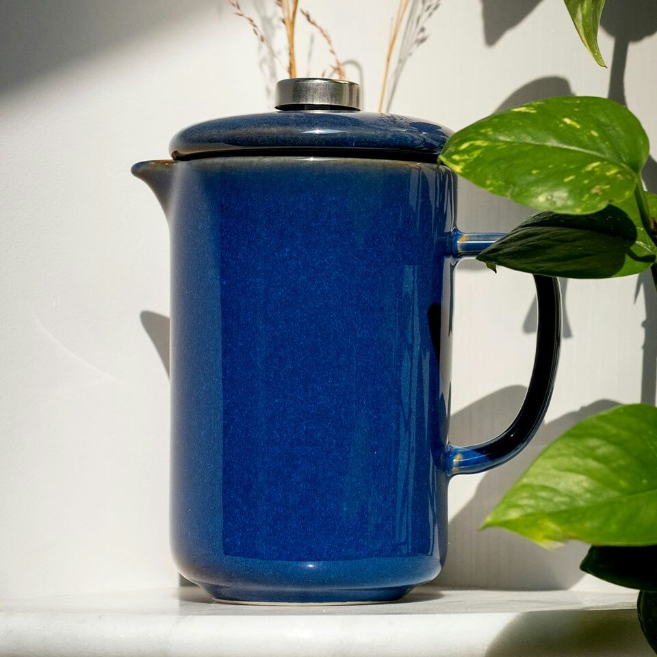 image 1 of Upper Street Percolé Six Cup Navy Blue Ceramic Cafetière