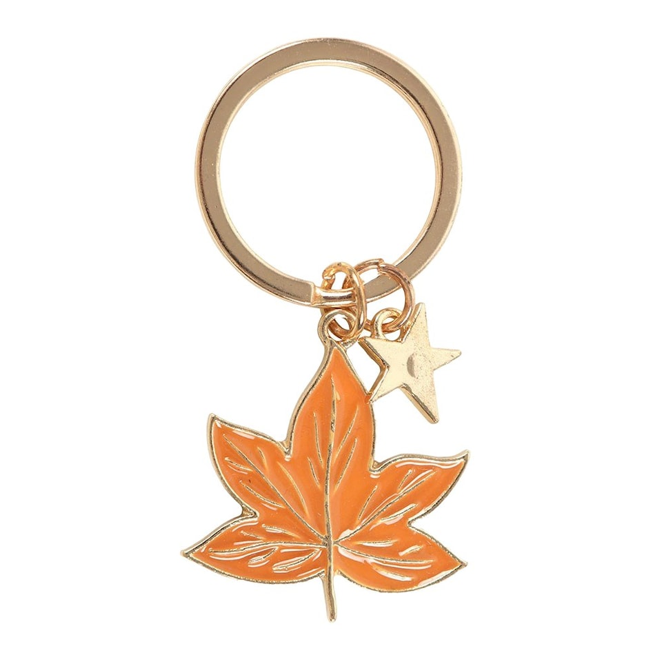 image 1 of Something Different Autumn Magic Leaf Keyring - Gold/Orange - One Size