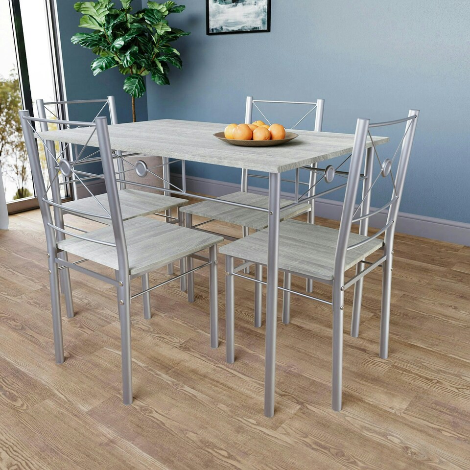 image 1 of Vida Designs Roslyn 4 Seater Dining Set 5 Piece Table & Chairs, Oak