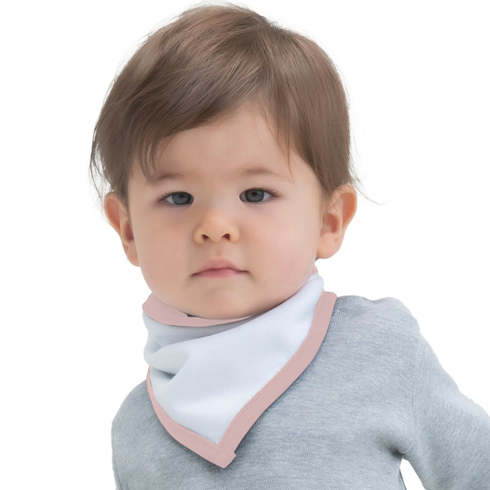 image 1 of Babybugz Baby Plain Bandana Bib - White/Powder Pink - One Size