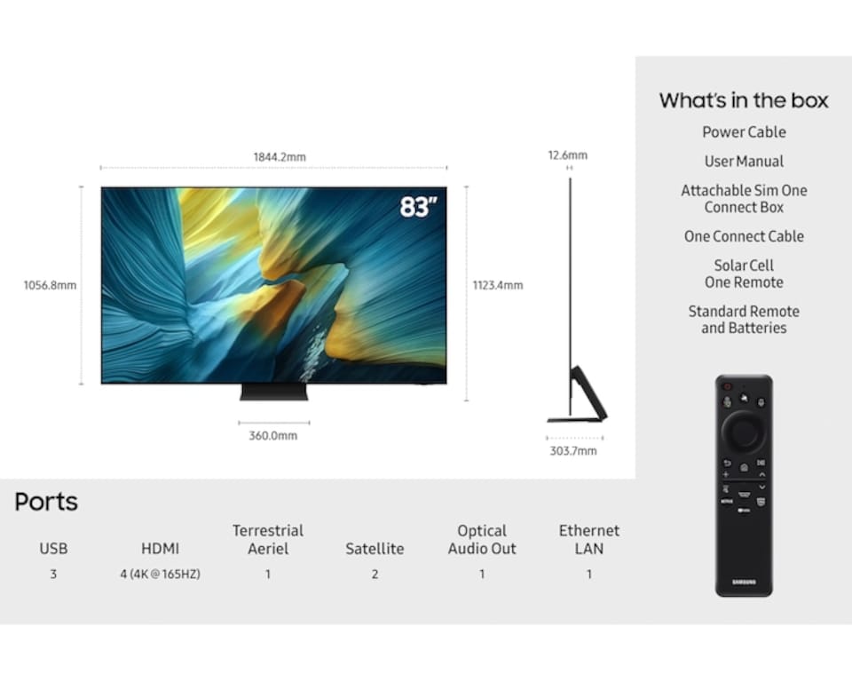 image 1 of Samsung QE83S95FA 83" 4K Ultra HD HDR Vision AI Smart OLED TV HDR Pro Dolby Atmos