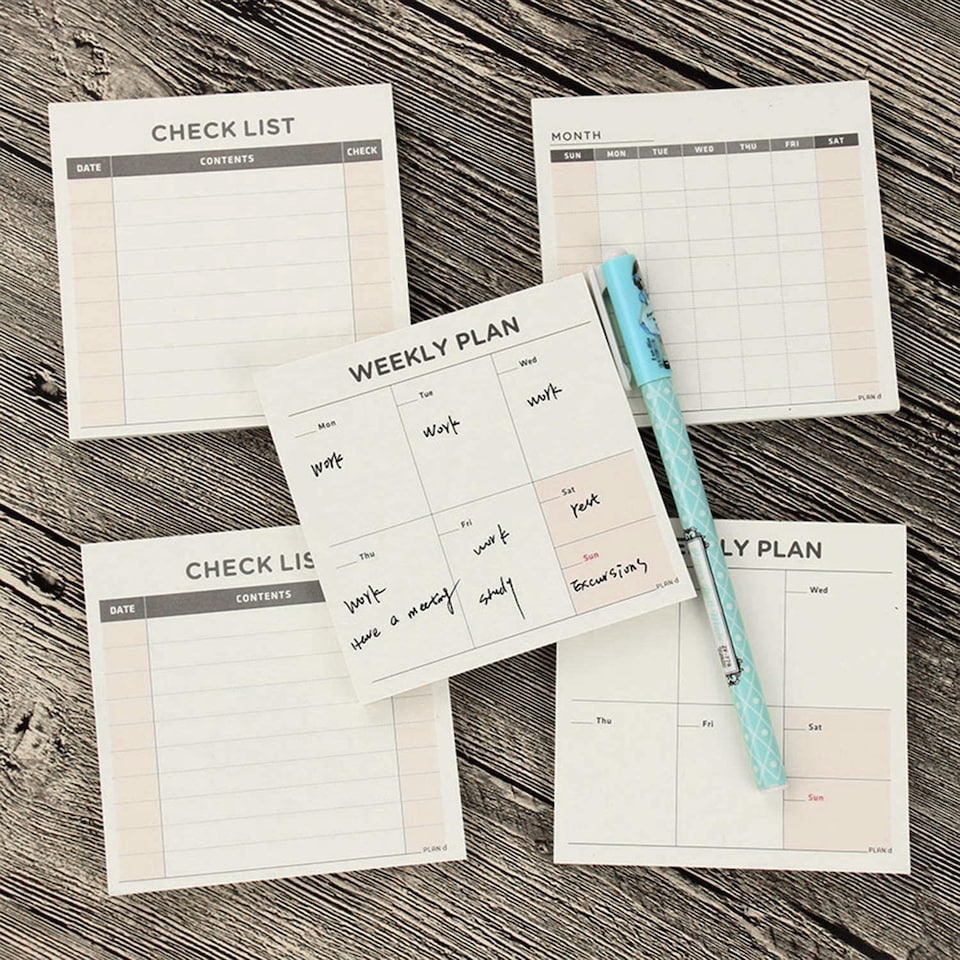 image 1 of Haven Weekly or Monthly Check List Pad for Task, Goals, Notes, Meals & Reminders