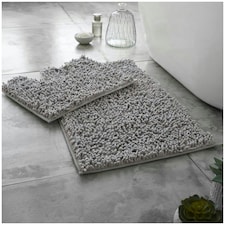 VELVETIO Loop Bath Set Anti Slip Water Absorbent Soft Bathroom Rugs Silver