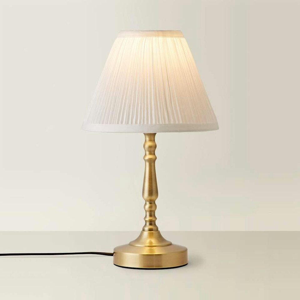 image 1 of ValueLights Sienna Brass Touch Table Lamp Cream Shade & Bulb Gold