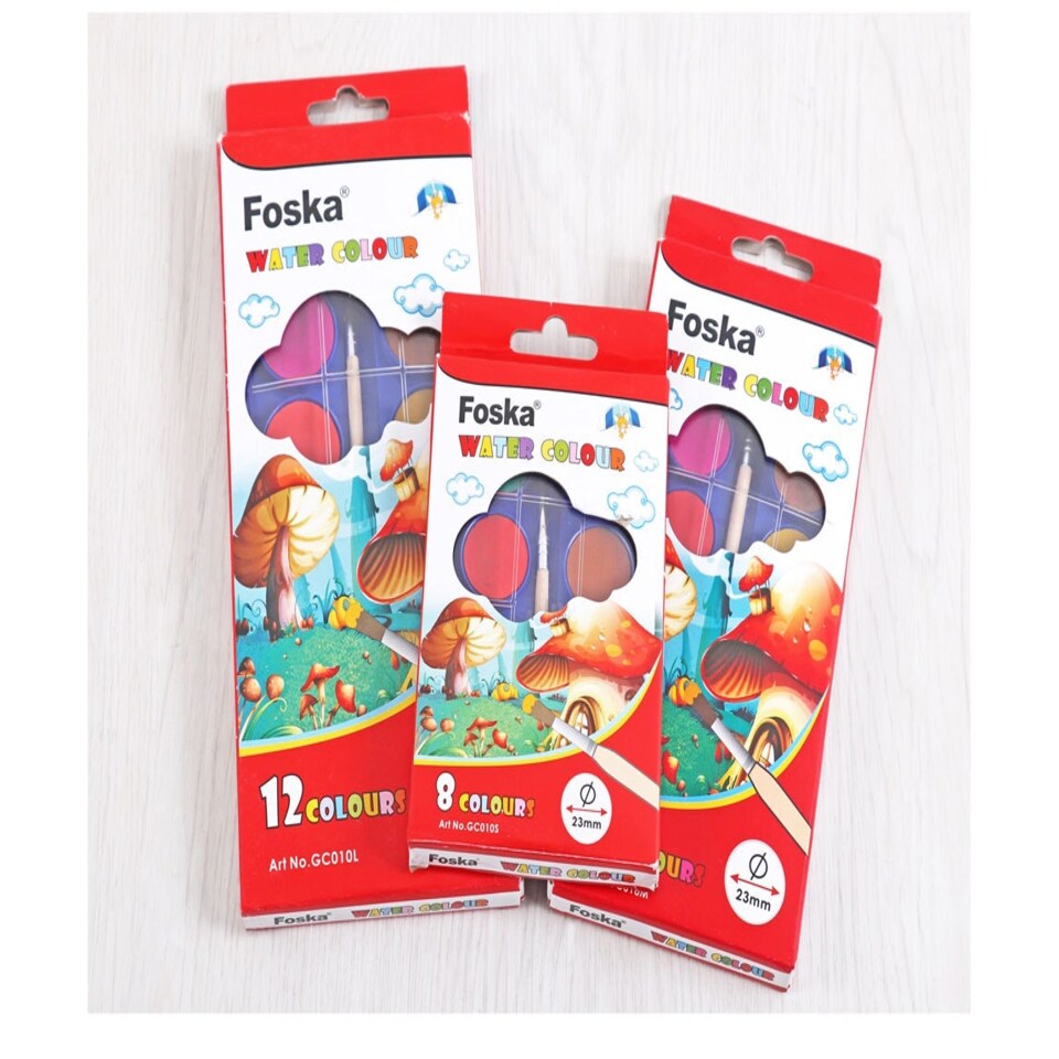 image 1 of Portable Travel 12 Watercolour Paint Set with Brush