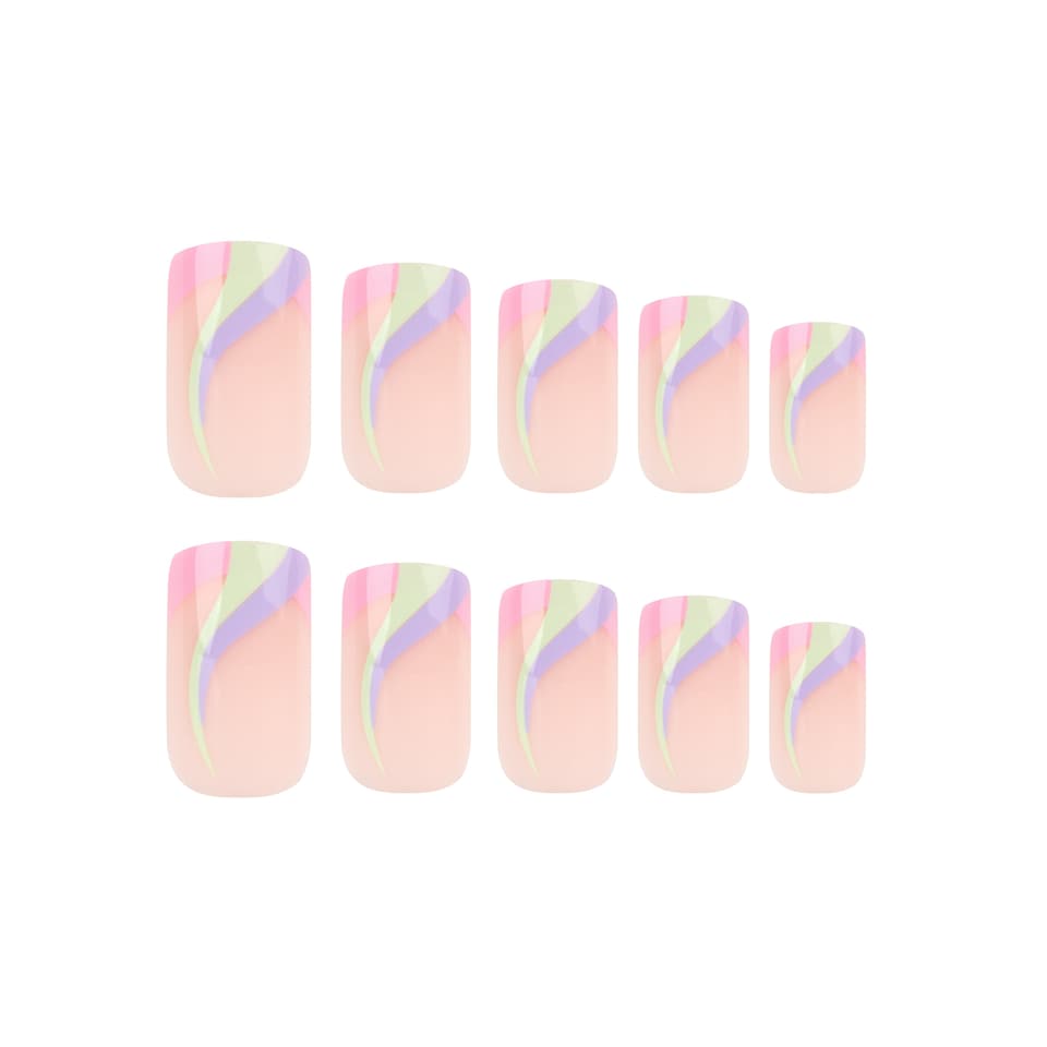 image 1 of Nail HQ Square Sorbet Swirl Nails