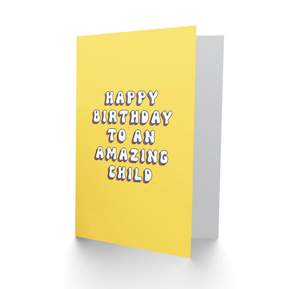 image 1 of An Amazing Child Bright Fun Hippie Letters Child Birthday Card