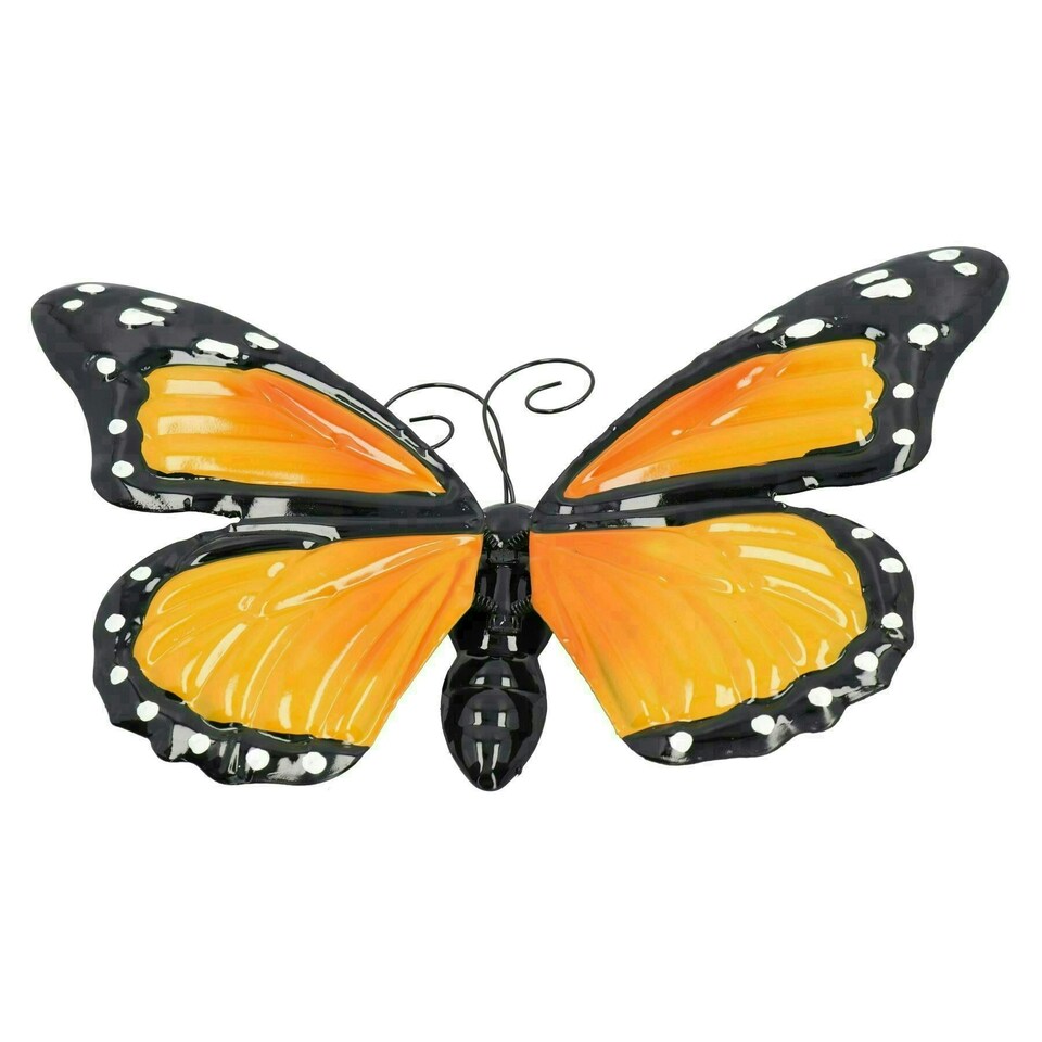 image 1 of Large 3D Orange Metal Butterfly Garden/Home Wall Art Ornament 8X24X36cm