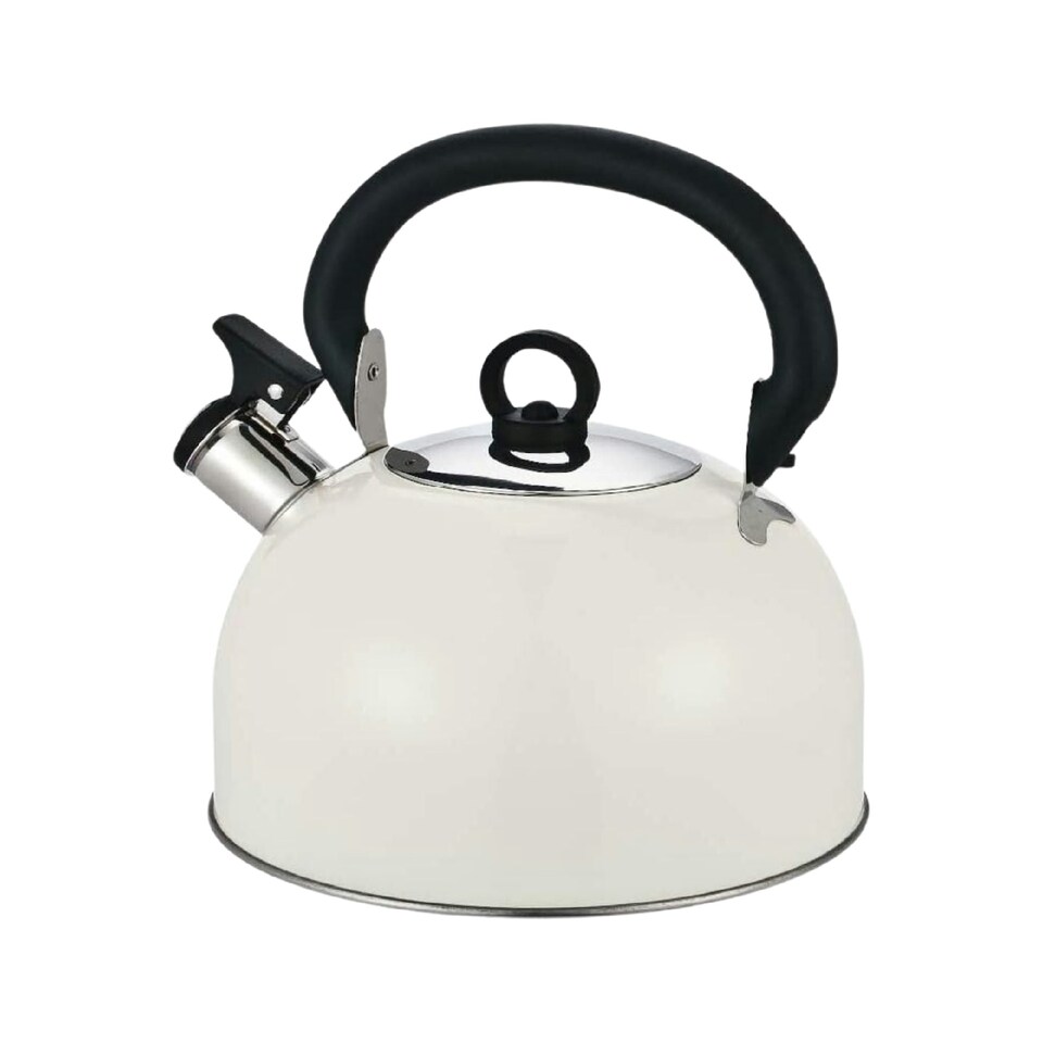 image 1 of Buckingham Stainless Steel Camping Whistling Kettle 2.5 Litre , Cream
