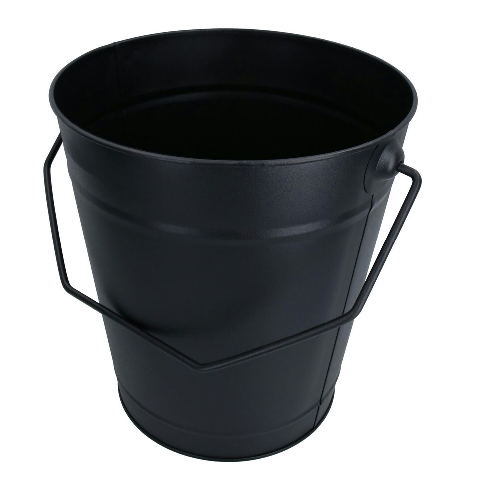 image 1 of Coal Bucket & Lid Black Metal Ash Tidy Bin Coal Carrier Fire Log Burner Kindling