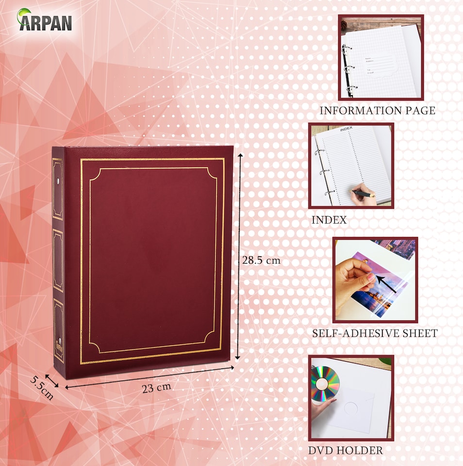 image 1 of Large Self Adhesive Ring Binder Photo Album – 40 Sheets / 80 Sides – Traditional Sticky Page Memory Scrapbook Album
