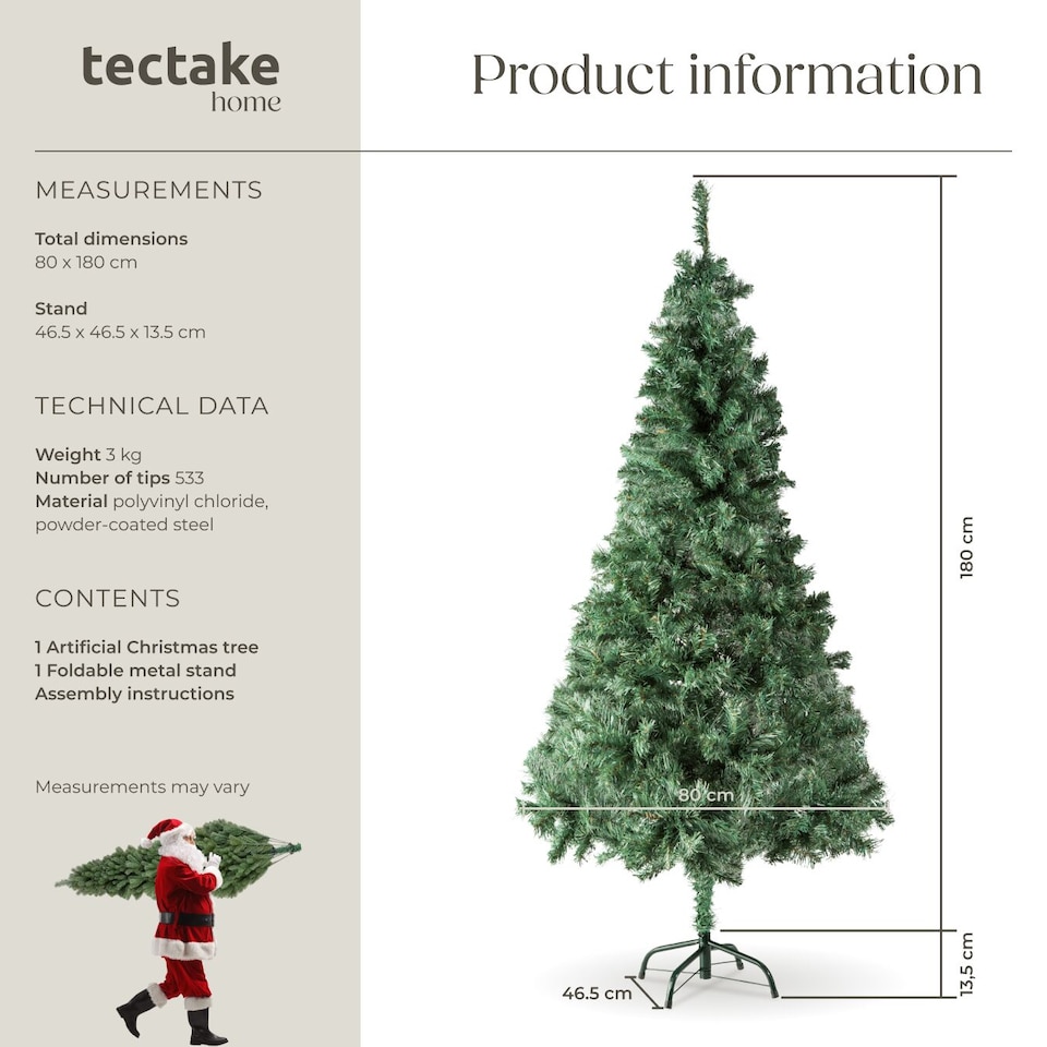 image 1 of Christmas Tree - artificial, including metal stand with plastic feet | Green | green | 6ft | 1