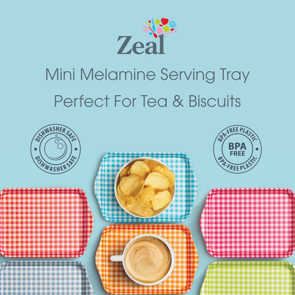 image 1 of Zeal Melamine Mini Tray, Gingham Pattern, 18 x 14 cm, Forest Green