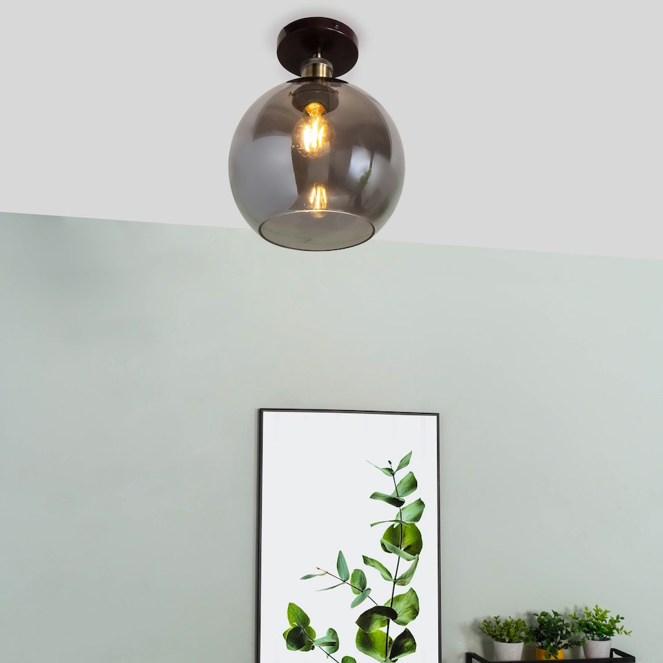 image 1 of BHS Carter 1 Light Flush Ceiling Light, Bronze