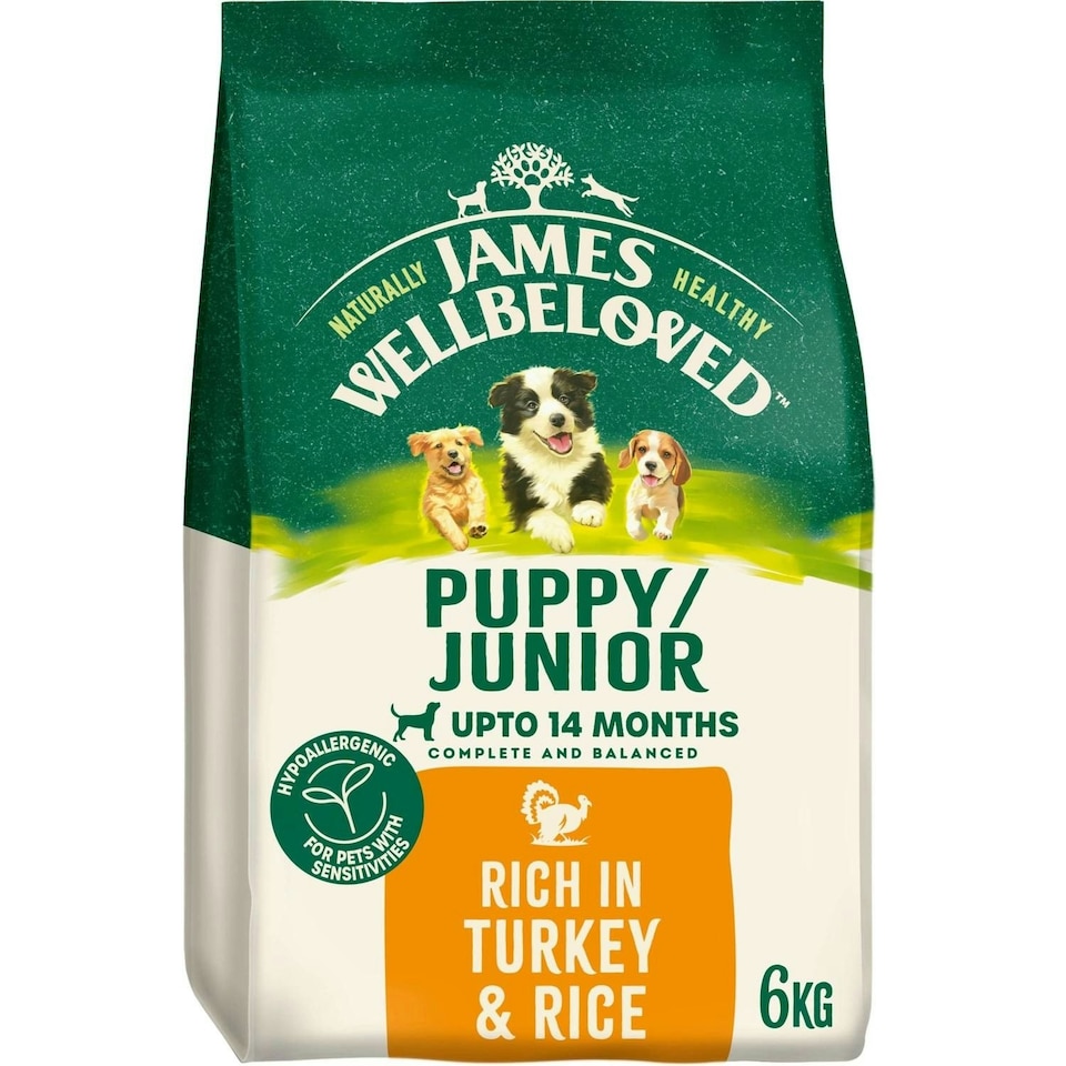image 1 of James Wellbeloved Natural Puppy Complete Dry Dog Food Turkey & Rice 6kg